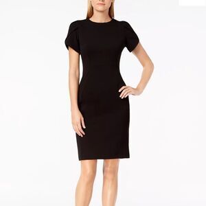 NEW Calvin Klein Tulip Sleeve Sheath Dress Petite work cocktail formal 0P